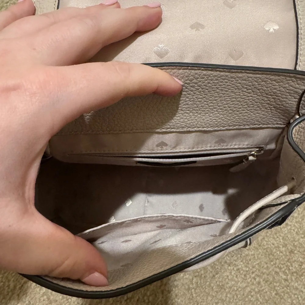 Kate Spade Leila Backpack‎ Pebbled Leather Beige White Womens Bag